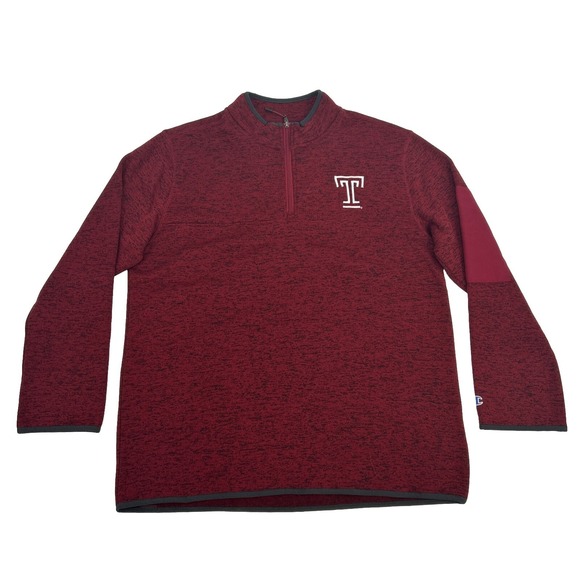 Temple Owls Sweatshirt Men's XL Red Champion 1/2 Zip Pullover Fleece NEW - Picture 1 of 11